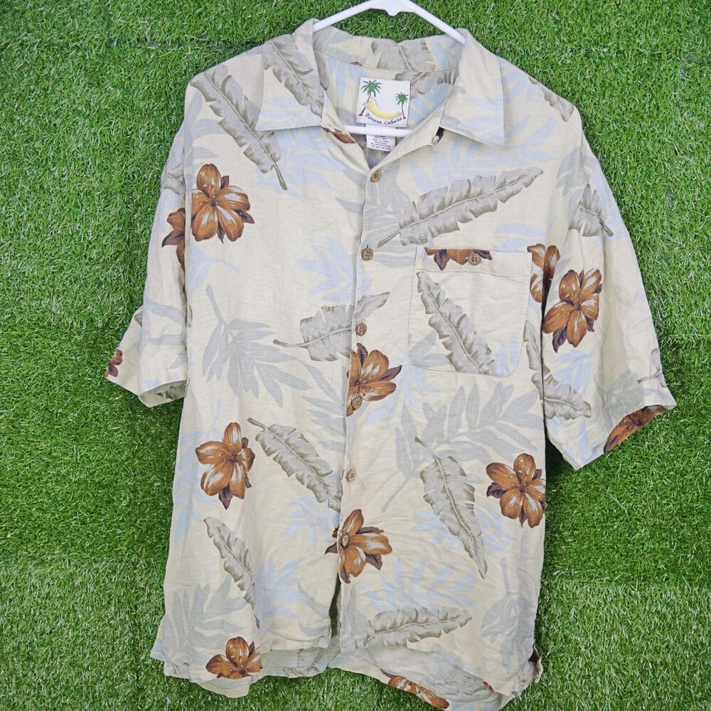 Banana Cabana Aloha Shirt‎ - 100% Silk - Men's Size L